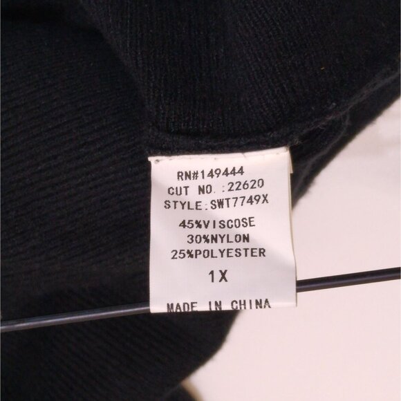 Siren Lily Embellished Rhinestone Black Top Women's 1X Viscose/Nylon/Polyester - Picture 4 of 7